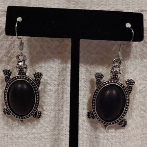 Antique Turtle Semi Precious Stone Earrings